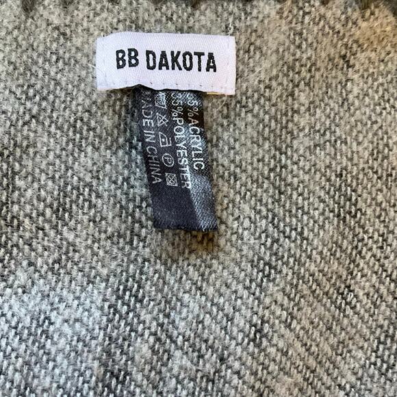 BB Dakota Reversible Poncho Cape Gray Stripe Open Drape Front One Size - Picture 4 of 5